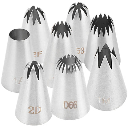 8pc Stainless Steel Piping Nozzles – Icing Tips Set for Cakes, Cupcakes & Biscuits