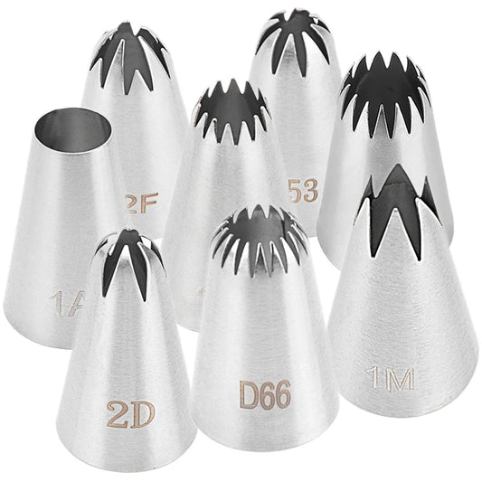 8pc Stainless Steel Piping Nozzles – Icing Tips Set for Cakes, Cupcakes & Biscuits