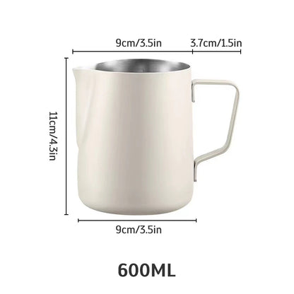 Stainless Steel Milk Frothing Jug – Latte Art Pitcher with Spout for Baristas, 350–600ml