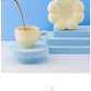 Aesthetic Sunflower Ceramic Coffee Mug with Saucer – Cute Cloud Cup for Tea & Office