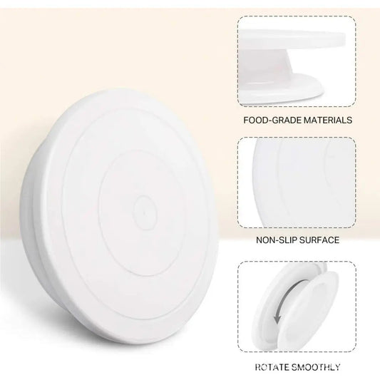 Plastic Cake Turntable with Non-Slip Edge – Laminating and Decorating Table for Baking