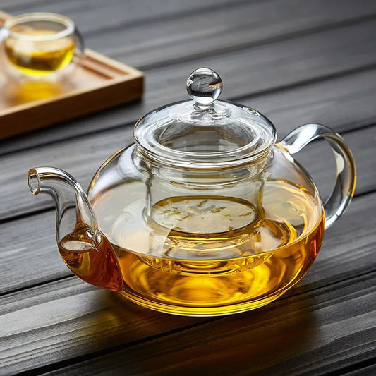 400ml/1000ml Heat-Resistant Glass Teapot with Strainer – Flower Kettle Kung Fu Teaware Set