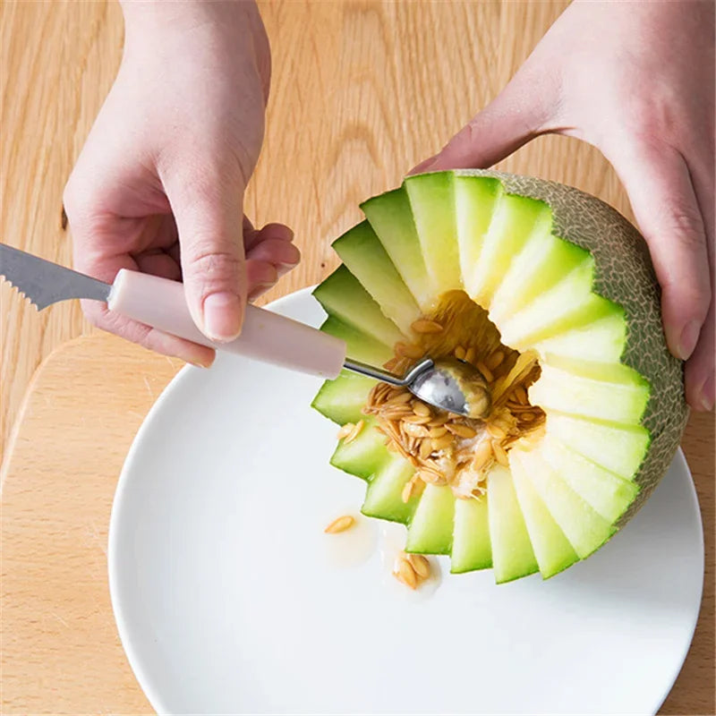 Fruit Carving Knife and Melon Scoop – 2-in-1 Stainless Steel Fruit & Ice Cream Ball Maker