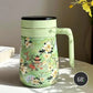 550ml Stainless Steel Insulated Teapot – Floral Thermos with Infuser for Home & Office
