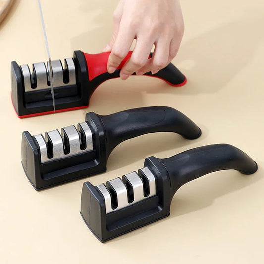 3-Stage Knife Sharpener with Anti-Slip Base – Quick Handheld Sharpening Tool