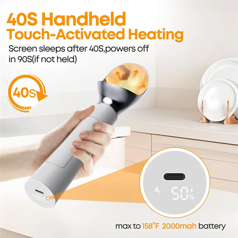 A66Z Heated Electric Ice Cream Scoop with LED Display – Handheld Scooper for Hard Ice Cream