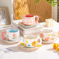 300ml Cute Ceramic Mug – Hand-Pinched Heart & Flower Pattern Coffee & Tea Cup