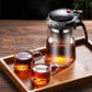 Heat Resistant Glass Teapot with One-Click Filtering – Tea and Coffee Maker with Water Separation