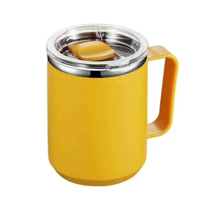 450ml Stainless Steel Insulated Coffee Cup – Travel Mug with Handle, Lid & Straw