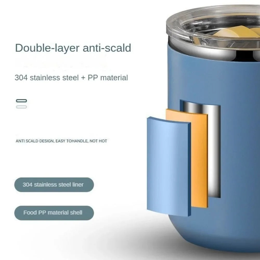 450ml Stainless Steel Insulated Coffee Cup – Travel Mug with Handle, Lid & Straw