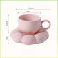 Aesthetic Sunflower Ceramic Coffee Mug with Saucer – Cute Cloud Cup for Tea & Office