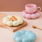 Aesthetic Sunflower Ceramic Coffee Mug with Saucer – Cute Cloud Cup for Tea & Office