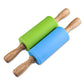 Mini Silicone Rolling Pin – 23cm Non-stick Dough Roller with Wooden Handle